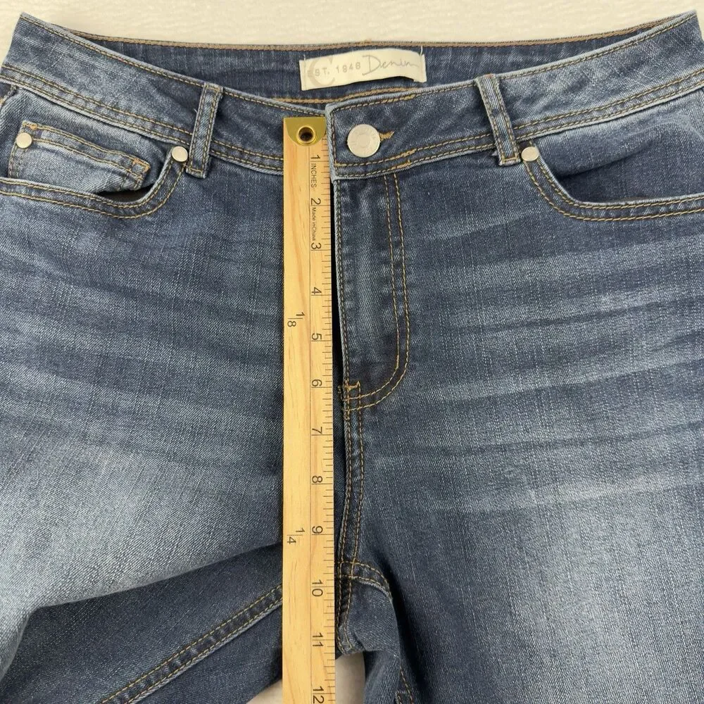 Cato High Rise Jeans Lace up Hem Women's 10 Petite (30x27 Fit) Dark Blue Denim - Picture 13 of 15